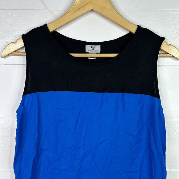 WORTHINGTON Blue Black White Sleeveless Blouse Tank Top Shirt Size Small - Picture 5 of 11